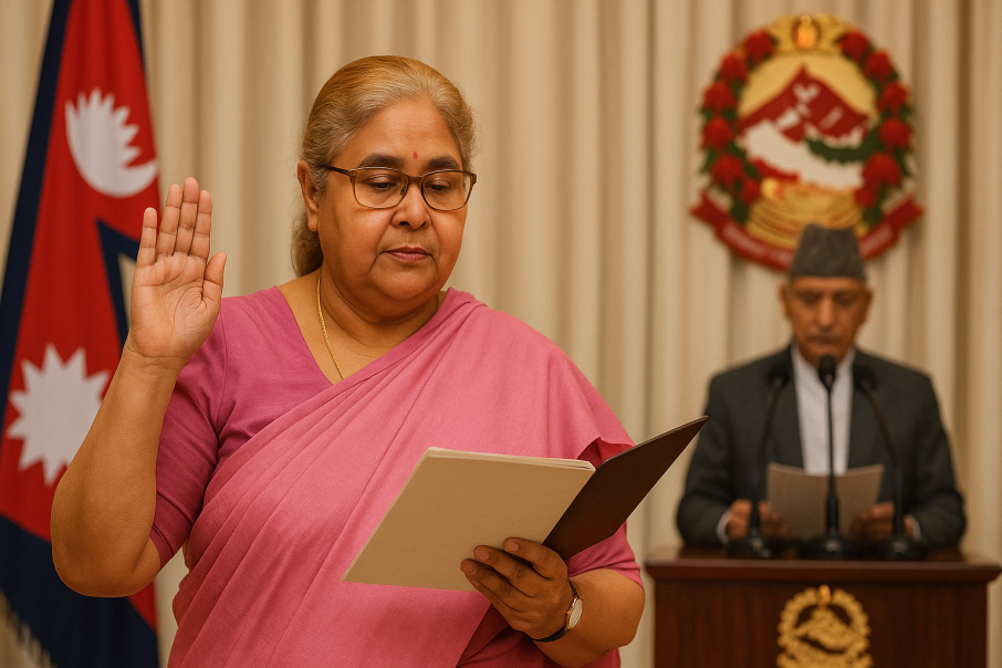 सुशीला कार्कीद्वारा अन्तरिम प्रधानमन्त्रीको शपथ ग्रहण